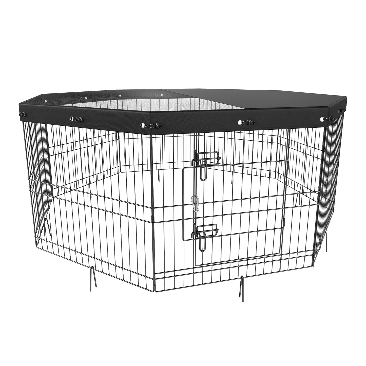 US Local VEVOR Dog Playpen, 8 Panels Foldable Metal Dog Exercise Pen With Top Cover, 24inch H Pet Fence Puppy Crate Kennel With Ground Stakes, Indoor Outdoor Dog Pen For Small Medium Pets, For Camping, Yard