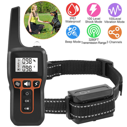 US Local Train Collar OR Receiver Only Options - 3280FT Dog Training Collar IP67 Waterproof Pet Beep Vibration Electric Shock Collar 3 Channels Rechargeable Transmitter Receiver Trainer With Flashlight
