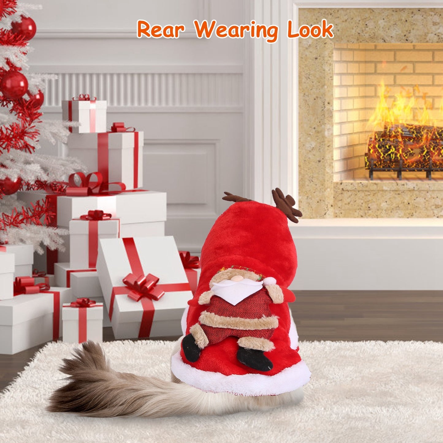 US Local 1Pc Pet Christmas Clothes Santa Claus Reindeer Antlers Costume Winter Outfit New Year Coat For Small Medium Dogs Cats