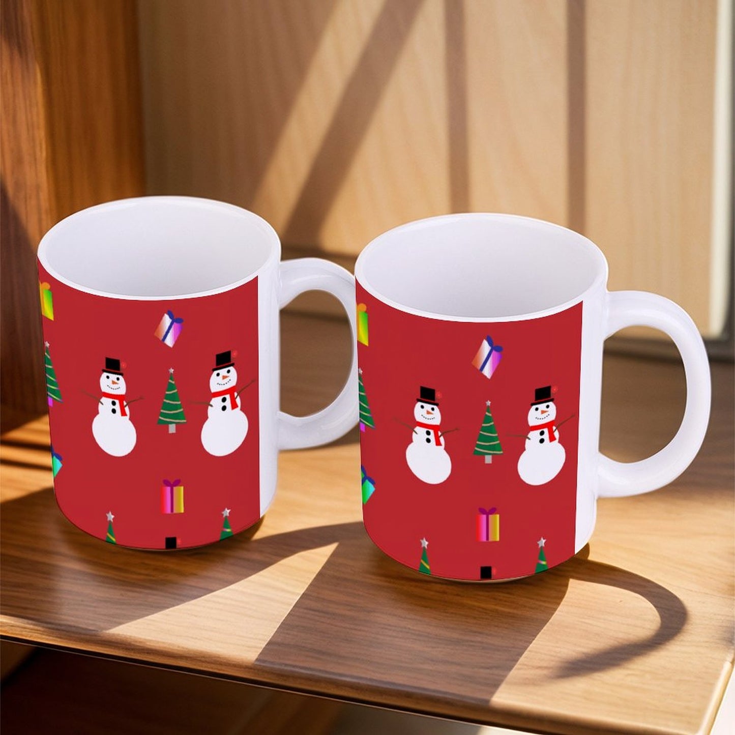 POD US Local White mug with full print, Christmas Red 0042