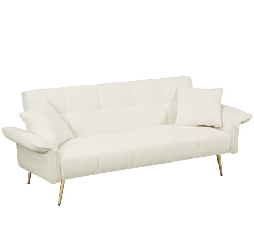 US Local 70.1 Futon Sofa Bed, Convertible Double Sofa Bed With Folding Armrests For Living Rooms And Small Spaces