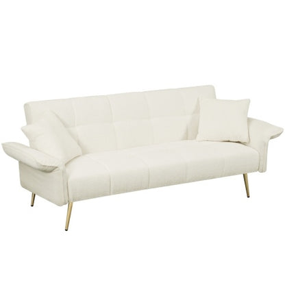 US Local 70.1 Futon Sofa Bed, Convertible Double Sofa Bed With Folding Armrests For Living Rooms And Small Spaces