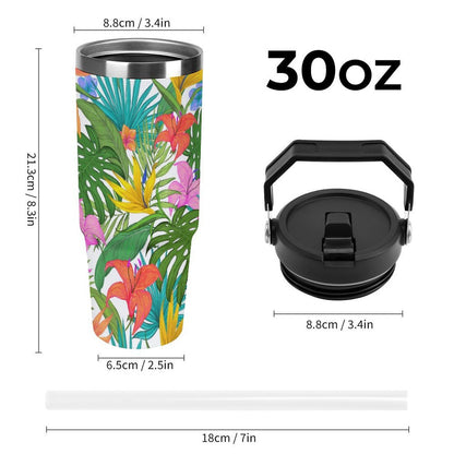 POD US Local Tumbler 30oz Large Capacity Car Cup Tropical, Green, Bright, Summery Style