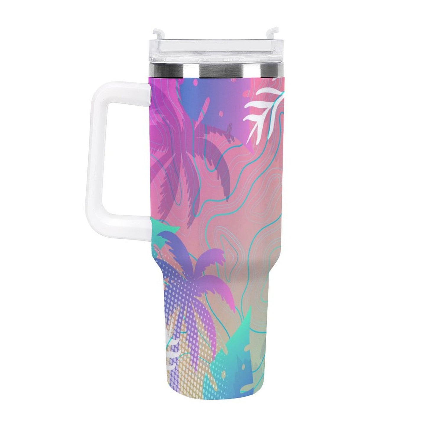 PHDT00517 POD US Local Tumbler 40oz Large Capacity Car Cup Abstract, Coconut Tree