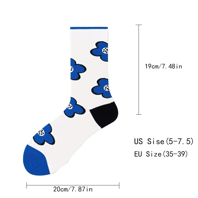 US Local 4 Pairs Women's Colorful Novelty Funny Pattern Combed Crew Socks Hiking Running Athletic Cushioned Compression Socks Anti-odor And Breathable For Fitness Cycling