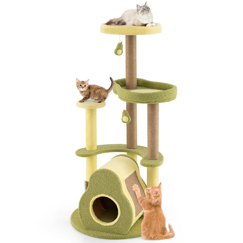 US Local Freestanding Multi-level Avocado Cat Tower With Private Condo
