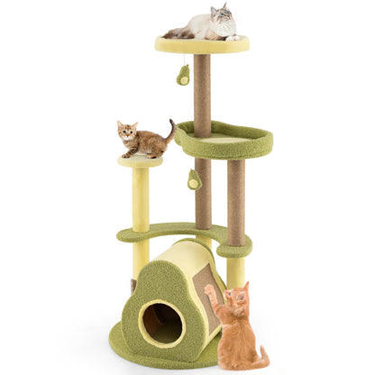 US Local Freestanding Multi-level Avocado Cat Tower With Private Condo