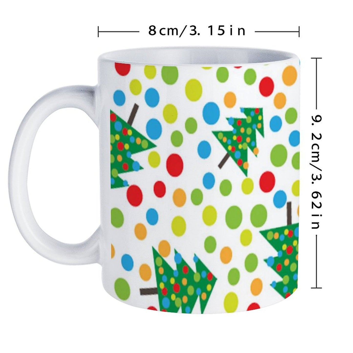 POD US Local White mug with full print, Christmas, Polka Dots, Colorful 0088