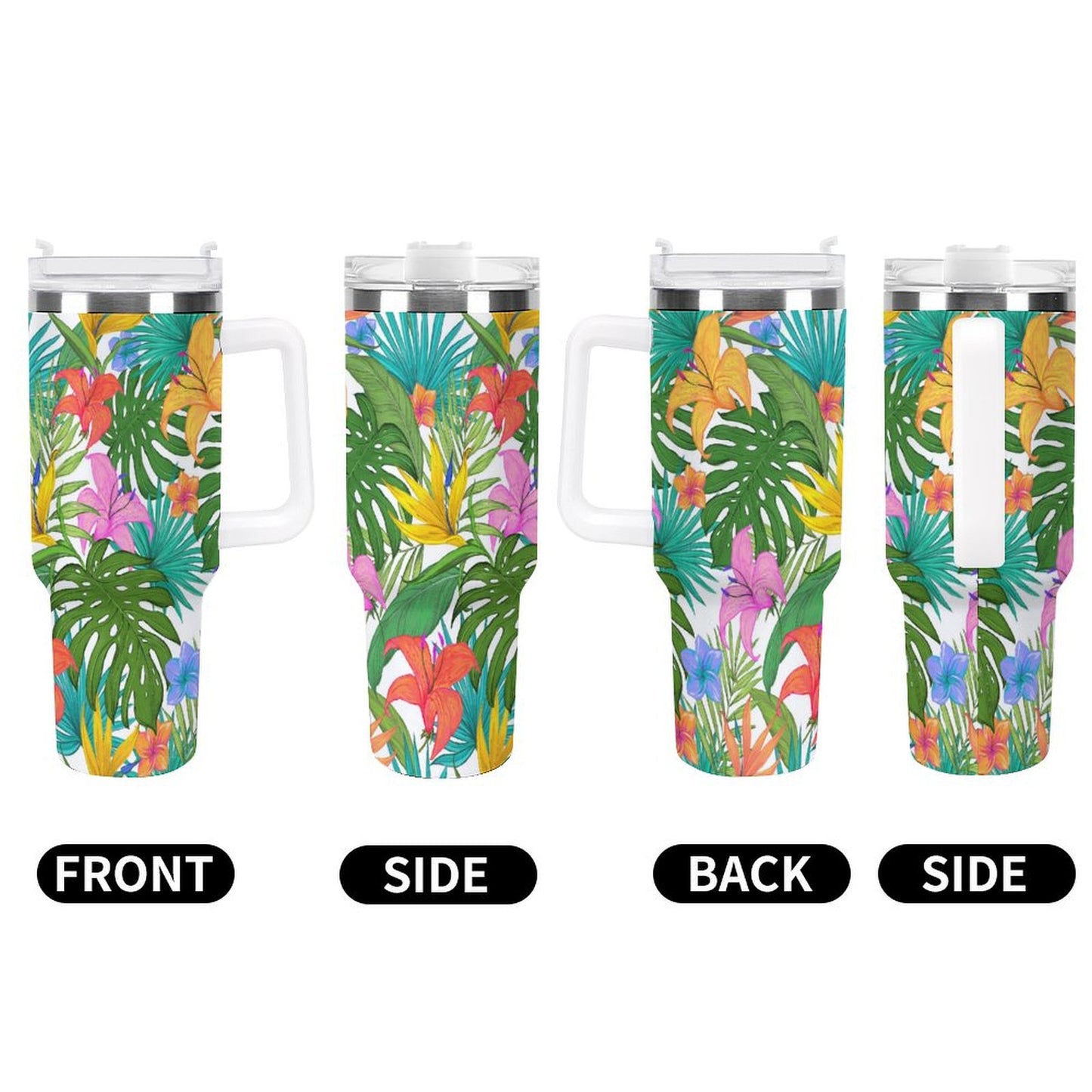 PHDT00218 POD US Local Tumbler 40oz Large Capacity Car Cup Summer Tropical, Green