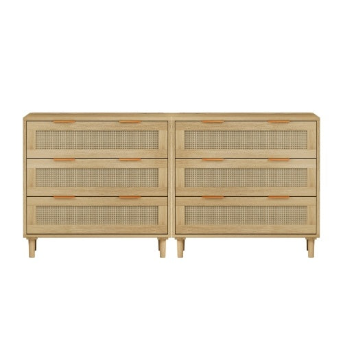 US Local 3 Drawers Rattan Locker Rattan Drawer - 2 Piece Set