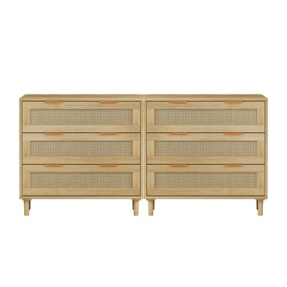 US Local 3 Drawers Rattan Locker Rattan Drawer - 2 Piece Set