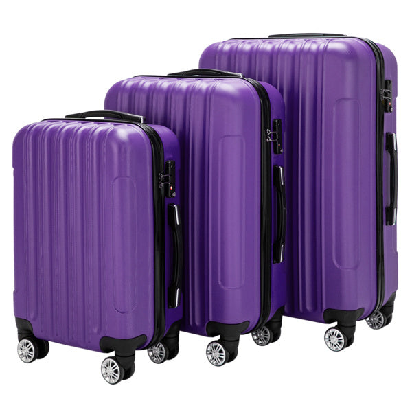 US Local Vertical 3-in-1 Spinner Wheel With Handle Trolley Case 20in 24in 28in ABS Aluminum Alloy Trolley Classic Color - Purple