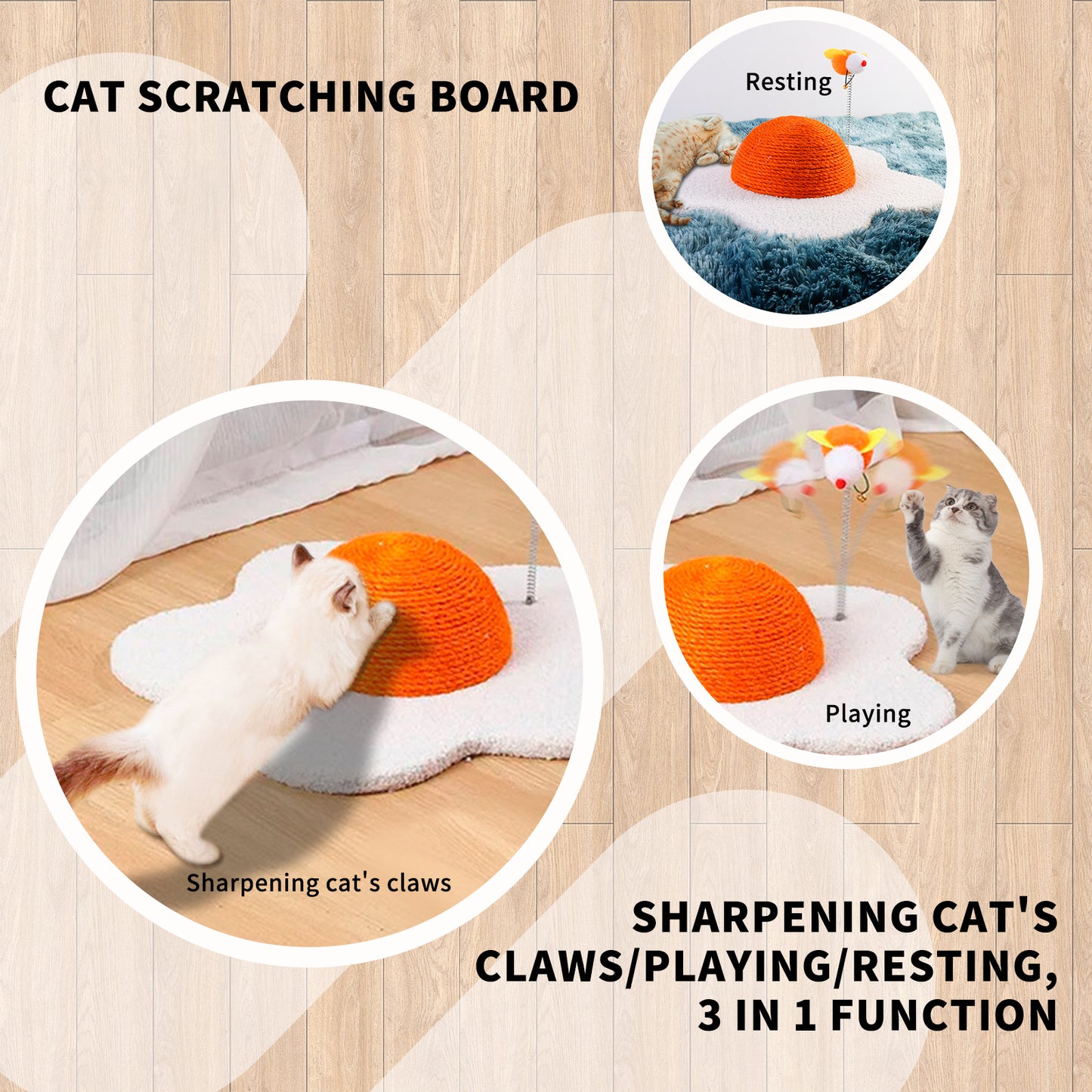 US Local Three-in-one Cat Scratcher, Space-saving Design, Durable Material, Comfortable Claw Grinding Experience, Multi-functional Integration To Meet The Daily Needs Of Cats