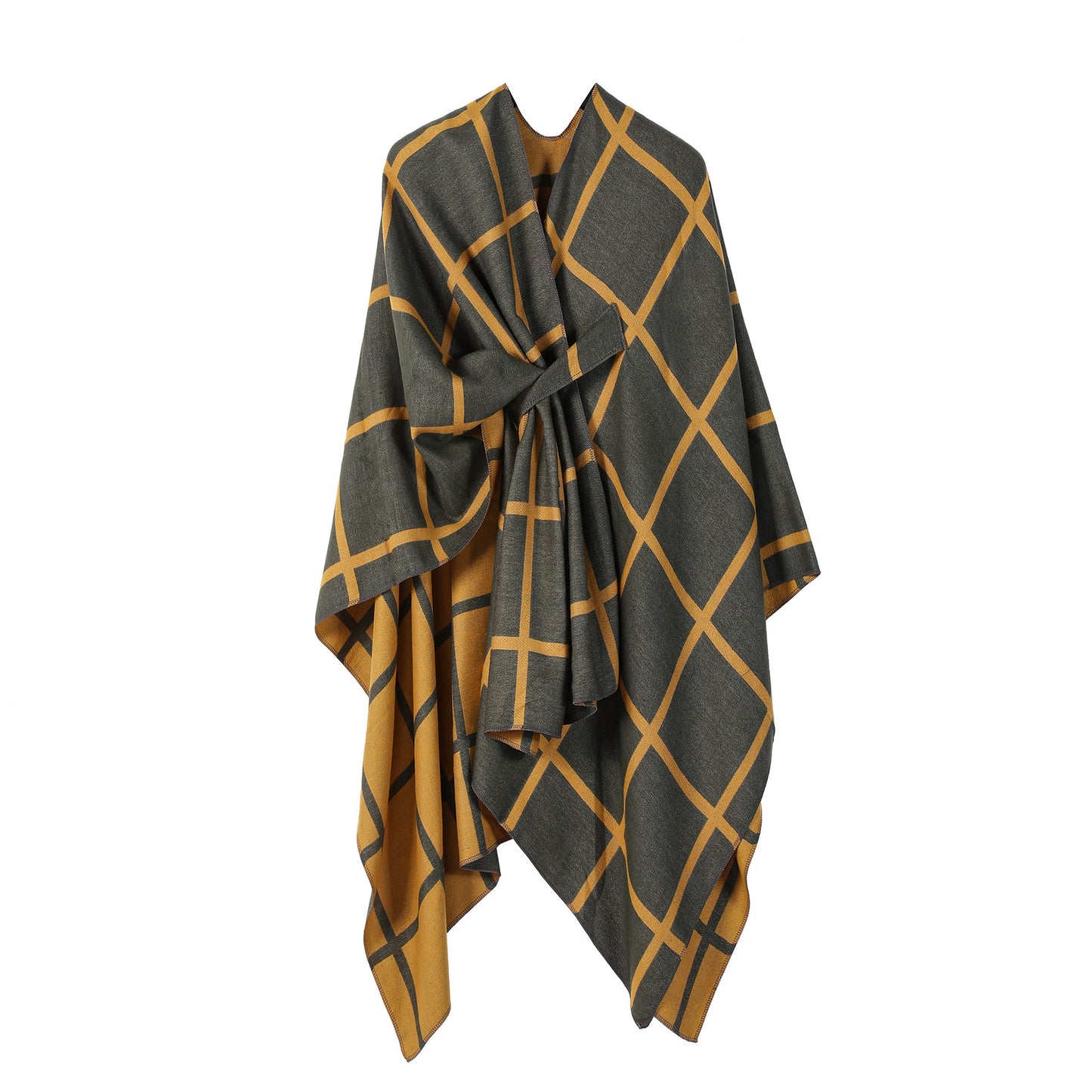 US Local Women's Fashion Gingham Check Warm Scarf