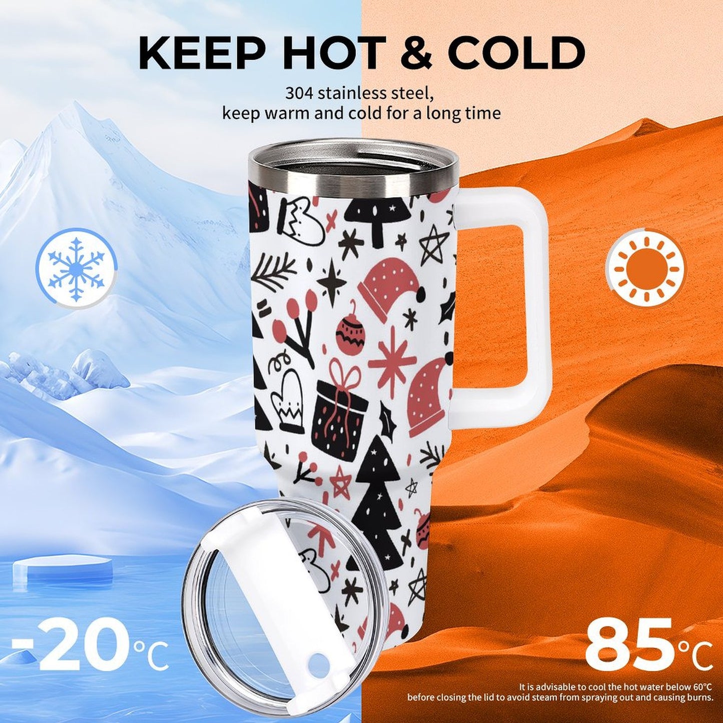 PHDT00007 POD US Local Tumbler 40 oz Large Capacity Car Cup Christmas