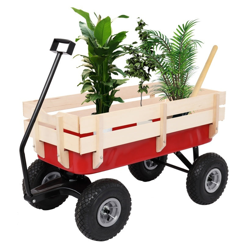 US Local Iron Wood Garden Cart With Four Wheels