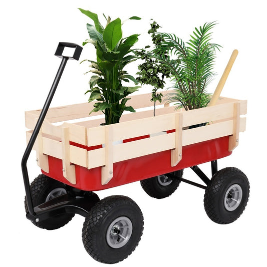 US Local Iron Wood Garden Cart With Four Wheels