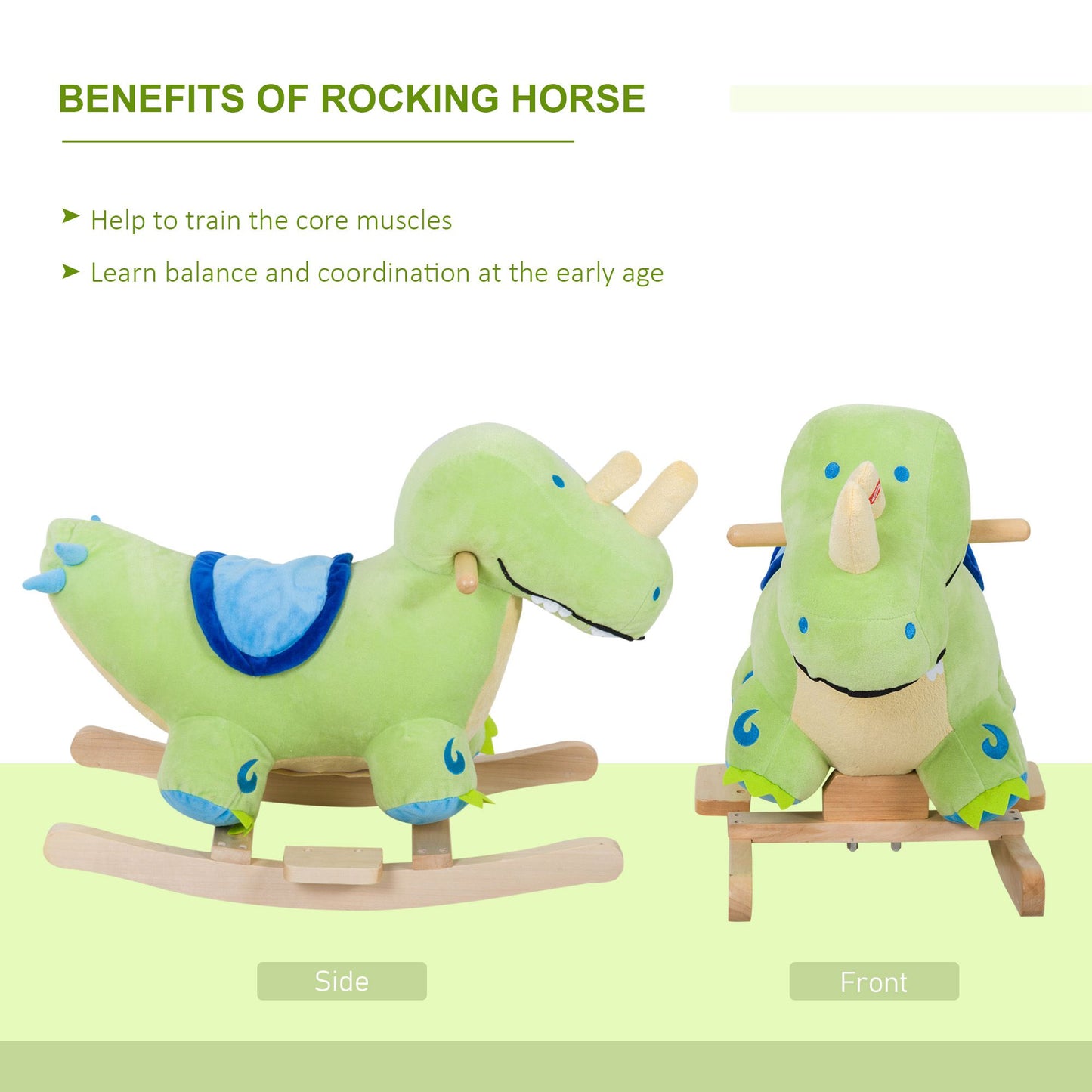 US Local Kids Plush Ride-On Rocking Horse Toy Dinosaur Ride on Rocker with Realistic Sounds