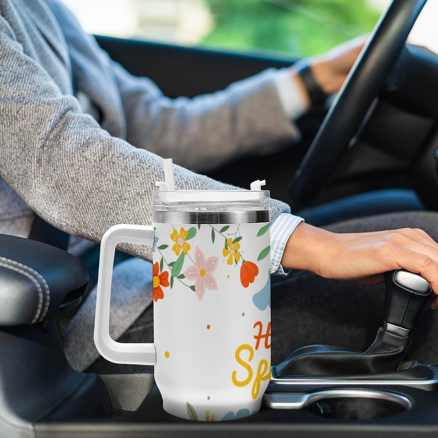 PHDT00453 POD US Local Tumbler 40 oz Large Capacity Car Cup Spring, Flowers