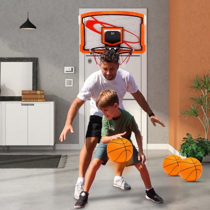 US Local 1Set Indoor Mini Basketball Hoop Set Over Door Basketball Hoop With 4 Inflatable Balls Electric Audio Scorer Foldable Basket Gift For Kids And Adults