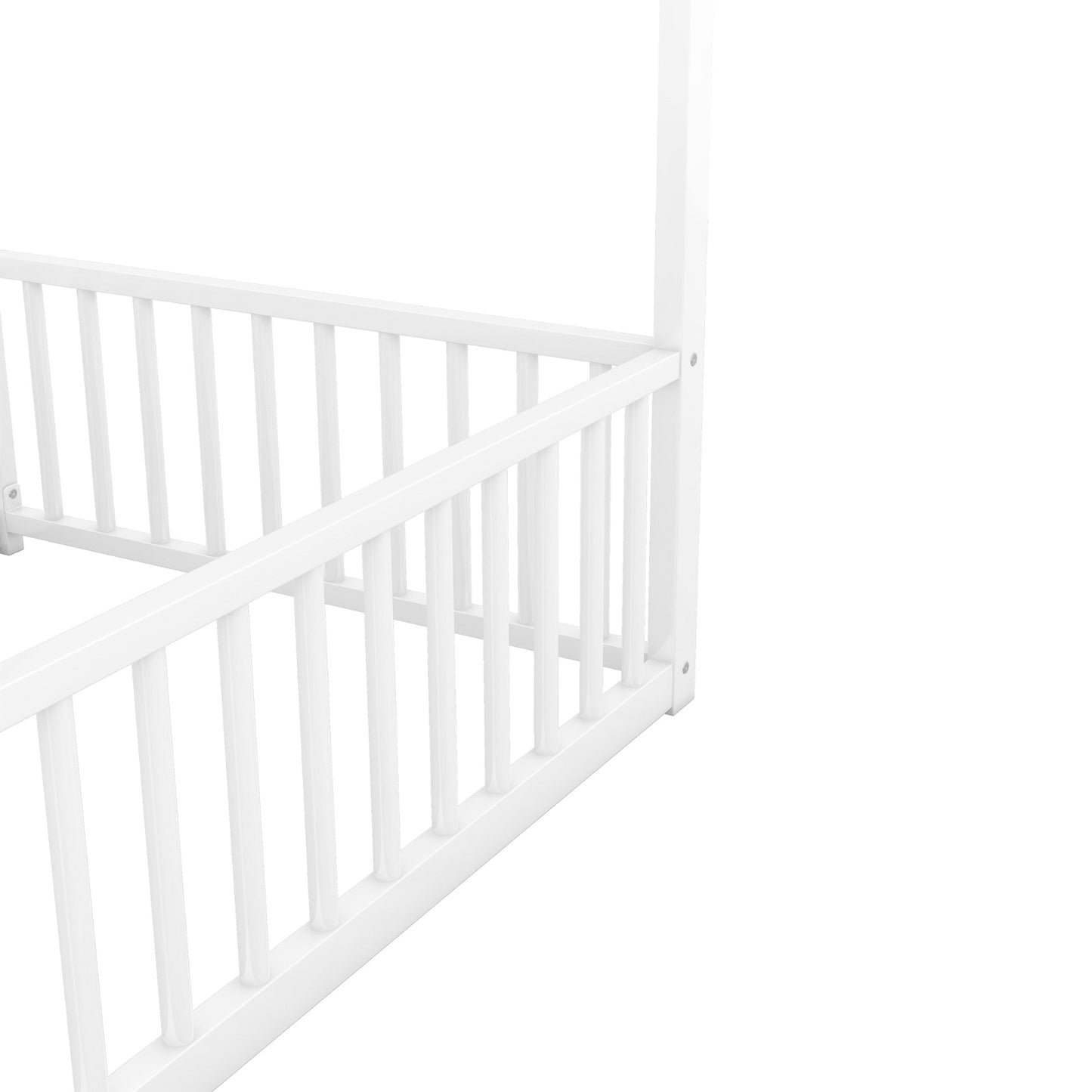 US Local Metal Twin Size House Platform Beds, Two Shared Beds, White