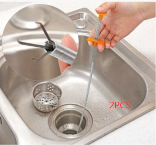 USA Local 60CM Sewer Dredger Spring Pipe Dredging Tool Household Hair Cleaner Drain Clog Remover Cleaning Tools Household For Kitchen Sink Kitchen Gadgets