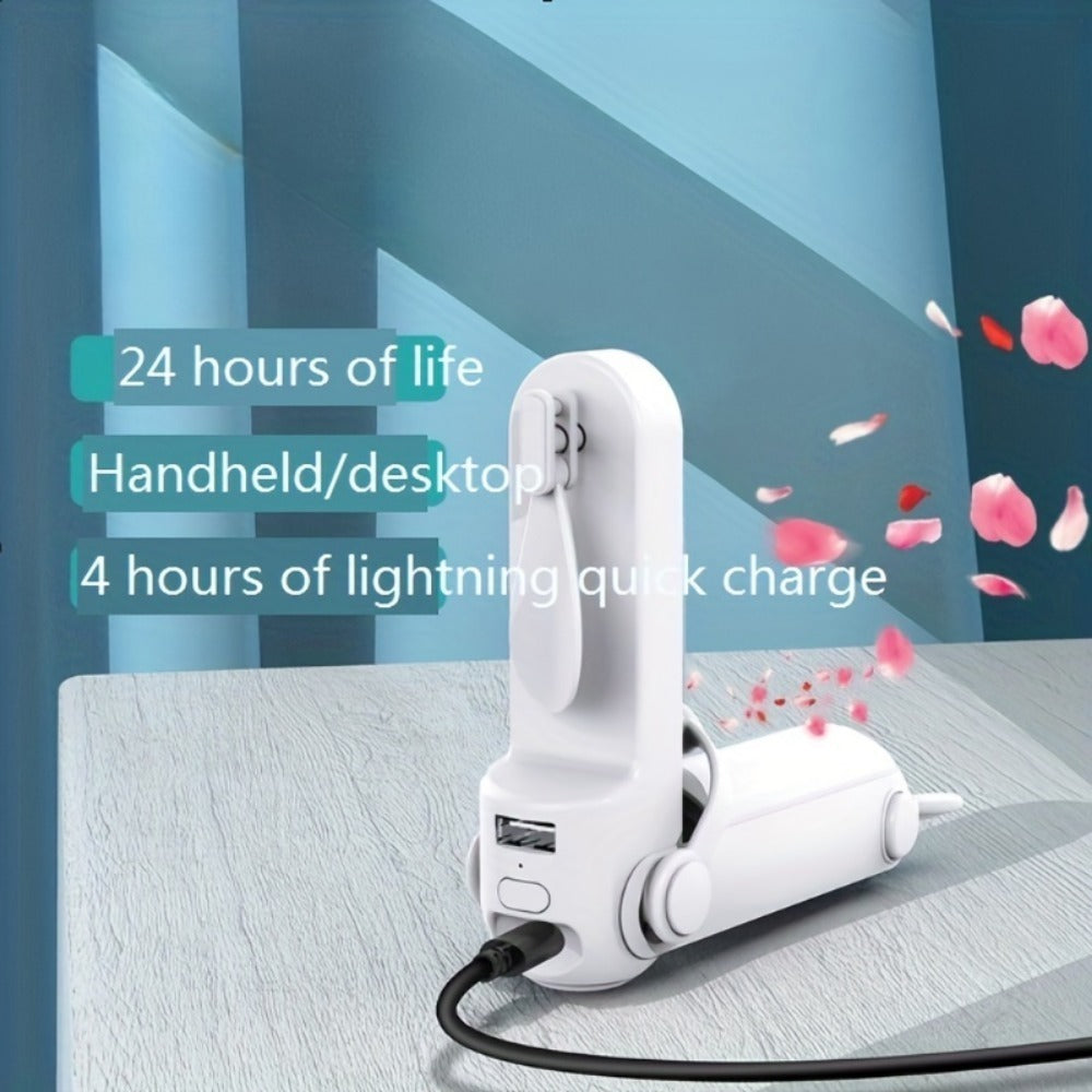 US Local Random Color Portable Folding Handheld Fan USB Multifunctional Charging Treasure Flashlight 3-in-1 Mini Fan