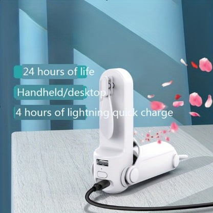 US Local Random Color Portable Folding Handheld Fan USB Multifunctional Charging Treasure Flashlight 3-in-1 Mini Fan