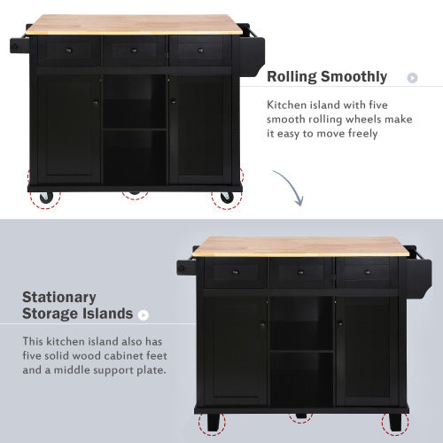 US Local Kitchen Trolley With Rubberwood Folding Leaf Countertops