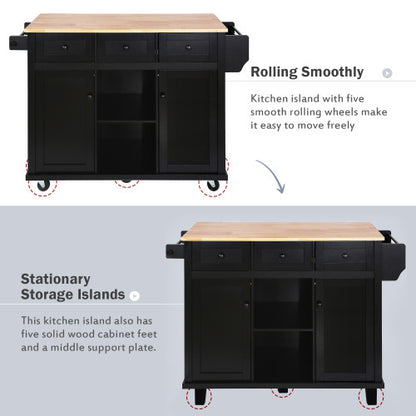 US Local Kitchen Trolley With Rubberwood Folding Leaf Countertops