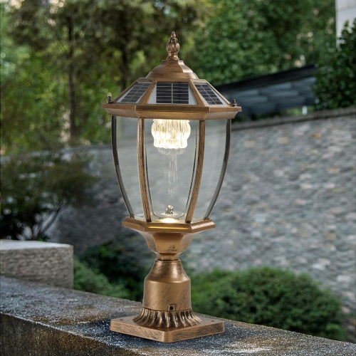 US Local Vintage Gold Solar Pillar Headlight With Dimmable LED 1-Pack