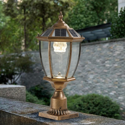 US Local Vintage Gold Solar Pillar Headlight With Dimmable LED 1-Pack