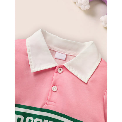 US Local Toddler Girls 2 Piece Outfit Colorblock Letter Graphic Print Sweatshirt And Pleated Skirt Set