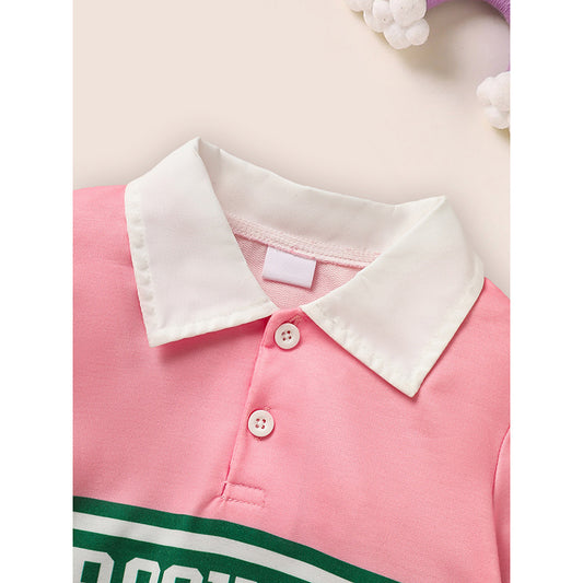 US Local Toddler Girls 2 Piece Outfit Colorblock Letter Graphic Print Sweatshirt And Pleated Skirt Set