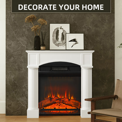 US Local Modern Fireplace Mantel, Freestanding Fireplace Surround For Electric Fireplaces, 43.3 W X 39.8 H, White
