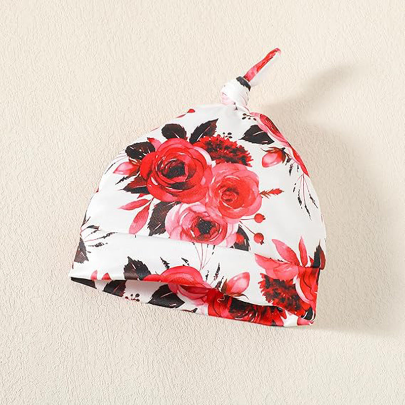 US Local Newborn Baby Girl 'Hello I'm New Here' Romper Set Includes Floral Pants, Hat, Headband, & Coming Home Outfit