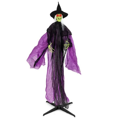 US Local 7.2ft Sound-Activated Halloween Witch - Eerie Arm Movements, Terrifying Sounds & Glowing Eyes For Indoor Outdoor