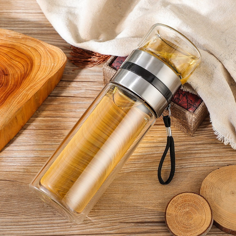 Borosilicate Tea Water Separation Glass Anti-scald Transparent Portable