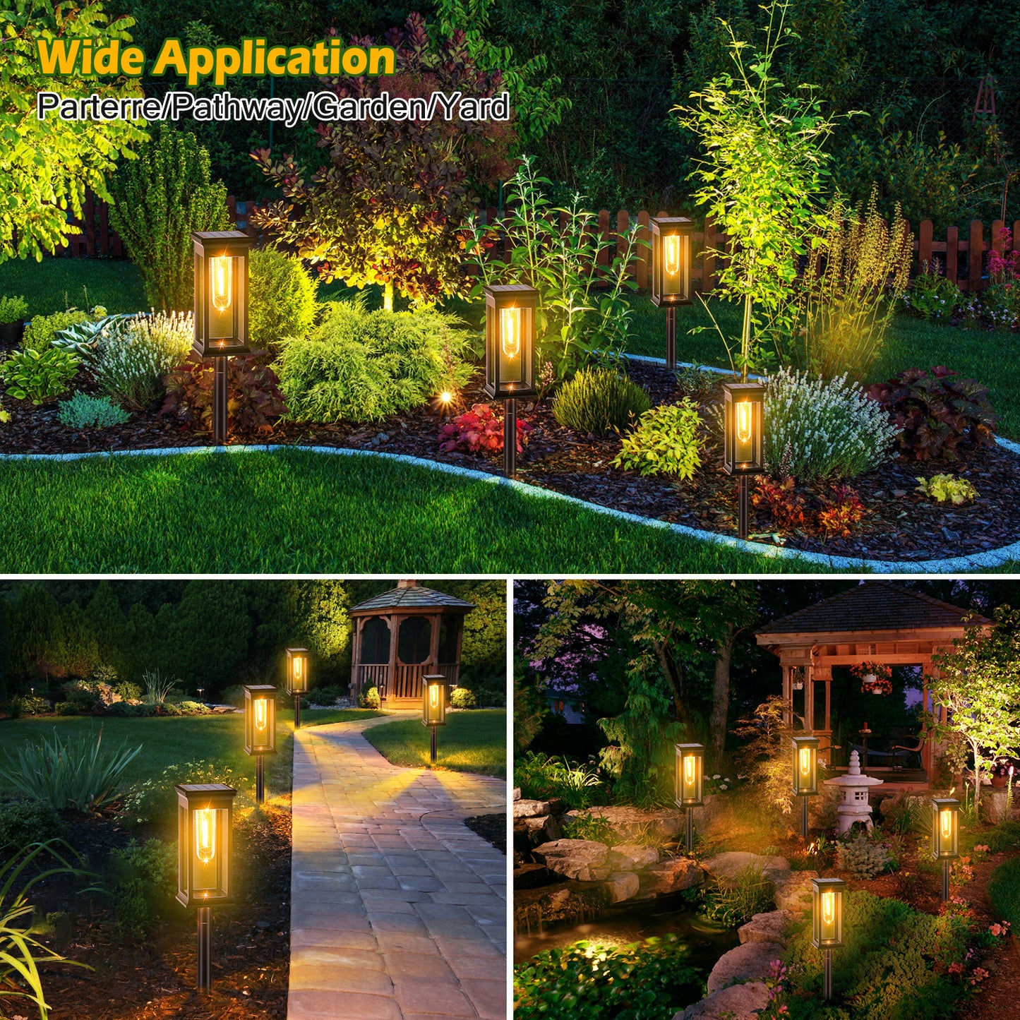 6Pack Solar Powered Stake Light Outdoor Decorative Landscape Lamp IP65 Waterproof Auto On Off Outdoor Light For Pathway Garden Yard Patio