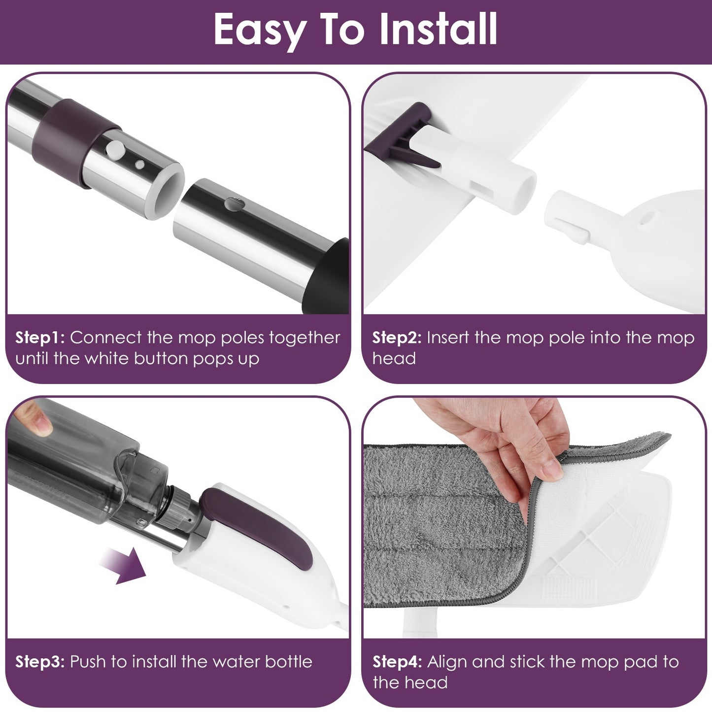 US Local 1Set Spray Mop With 3 Machine Washable Microfiber Pads 12OZ Refillable Water Bottle Wet Dry Use Microfiber Mop For Hardwood Ceramic Tiles Laminate Floor Cleaning Commercial Home Use