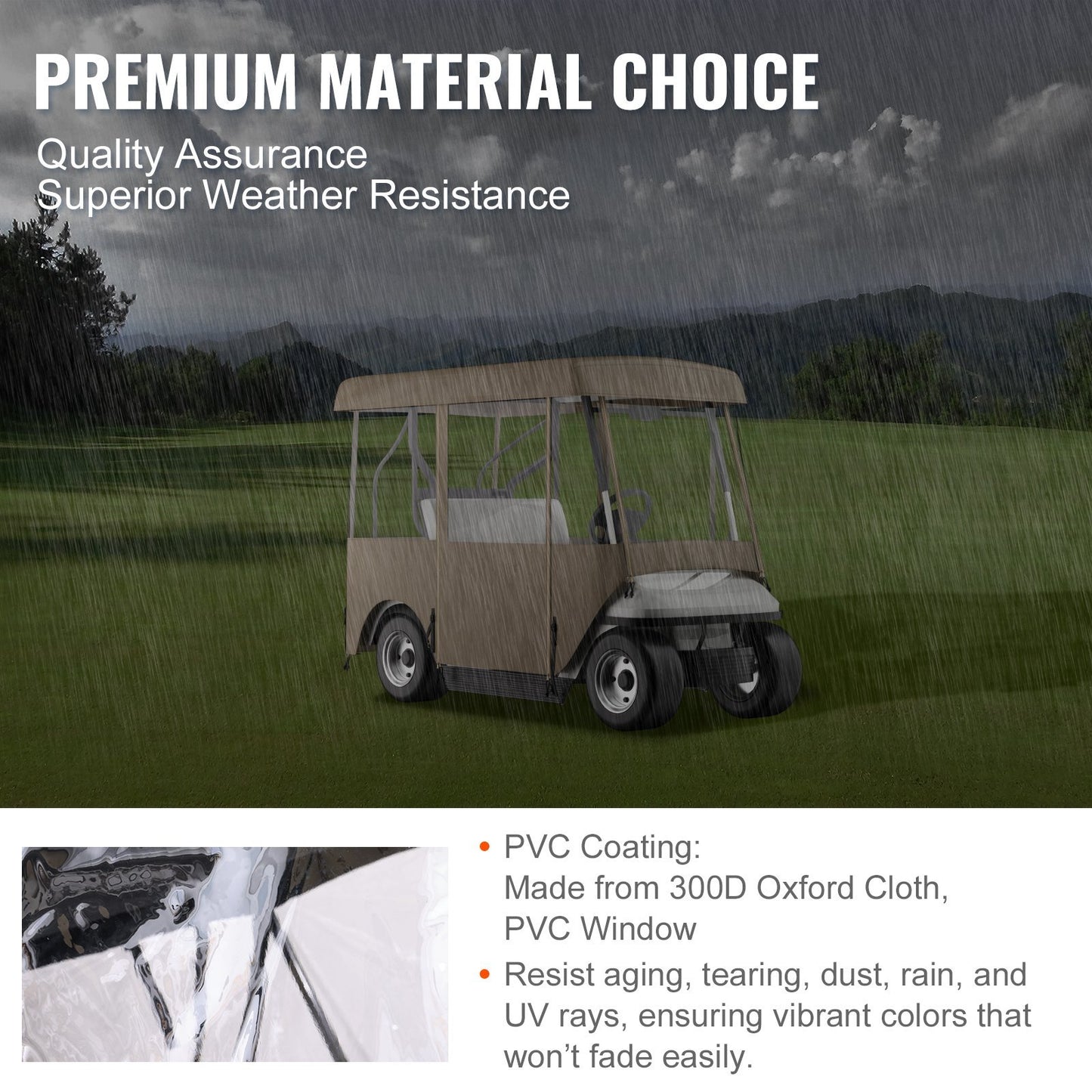 US Local VEVOR Golf Cart Enclosure, 4-Person Golf Cart Cover, 4-Sided Fairway Deluxe, 300D Waterproof Driving Enclosure With Transparent Windows, Fit For EZGO, Club Car, YamahaCart