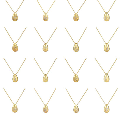 Glossy Water Drop 26 English Letter Pendant Copper-plated Gold Simple Pendant Female