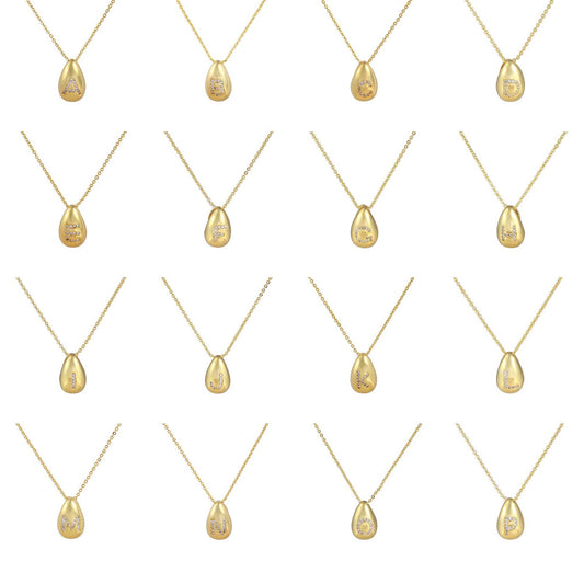 Glossy Water Drop 26 English Letter Pendant Copper-plated Gold Simple Pendant Female