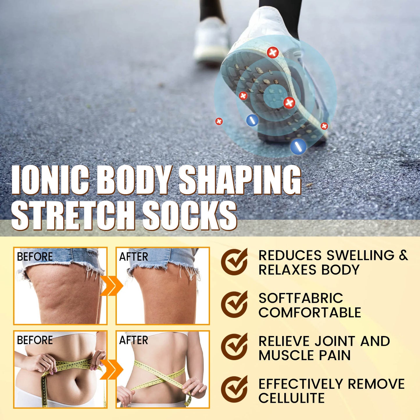 US Local South Moon Ionic Body Shaping Stretch Socks, Outdoor Sports Comfortable Breathable Non-slip Foot Care Elastic Socks