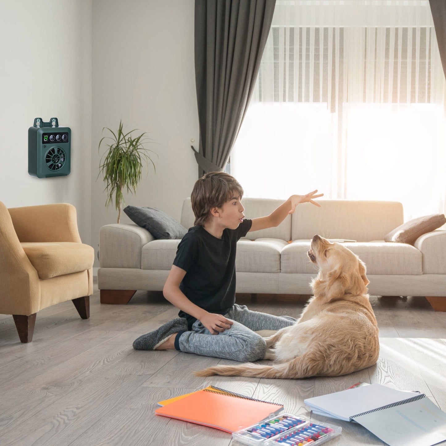 US Local 1Pc Anti-barking Device 49.2Feet Sensing Ultrasonic Bark Deterrent With 4 Frequency Levels 4 Sensitivity Levels Indoor Outdoor Dog Bark Control