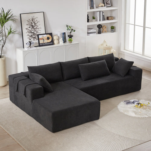 US Local Modern Chenille Upholstered Sectional Sofa Couch Set,Modular 108 L Shaped Sectional Living Room Sofa Set With 6 Pillows,Free Combination Sofa Couch For Living Room,Bedroom