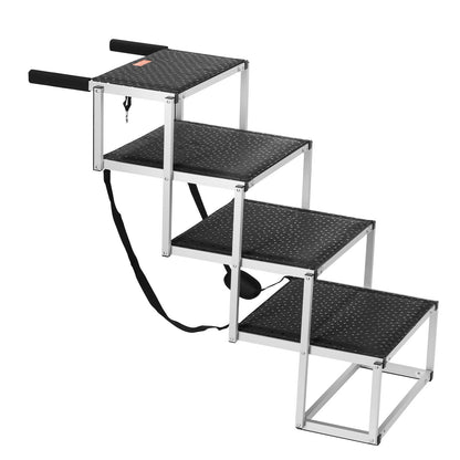 US Local VEVOR Dog Stair For Cars 4-step Folding Dog Steps Aluminum Loads Up To 250 Lbs