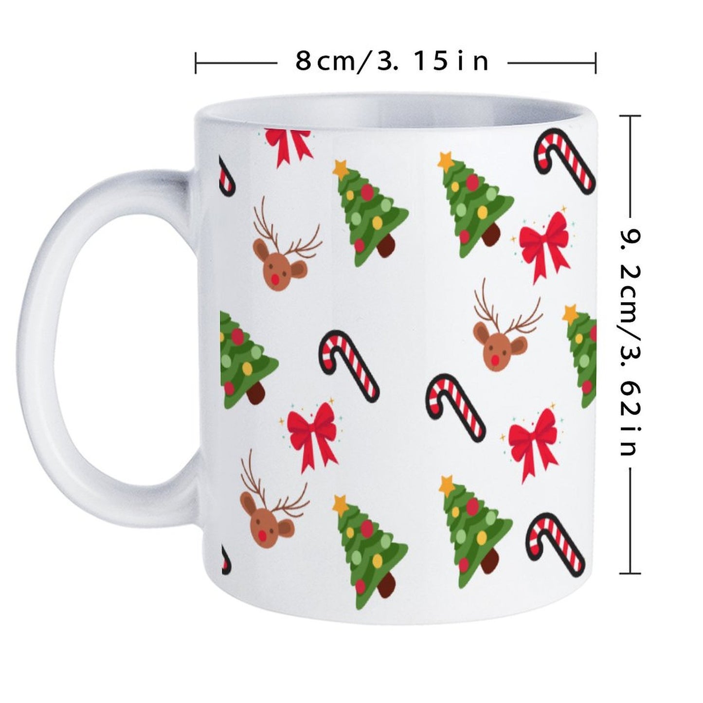POD US Local White mug with full print, Christmas, Elk, Bow 0083