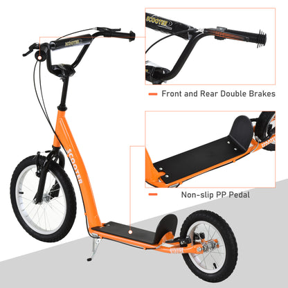 US Local Youth Scooter Kick Scooter for Kids 5+ with Adjustable Handlebar 16" Front and 12" Rear Dual Brakes Inflatable Wheels