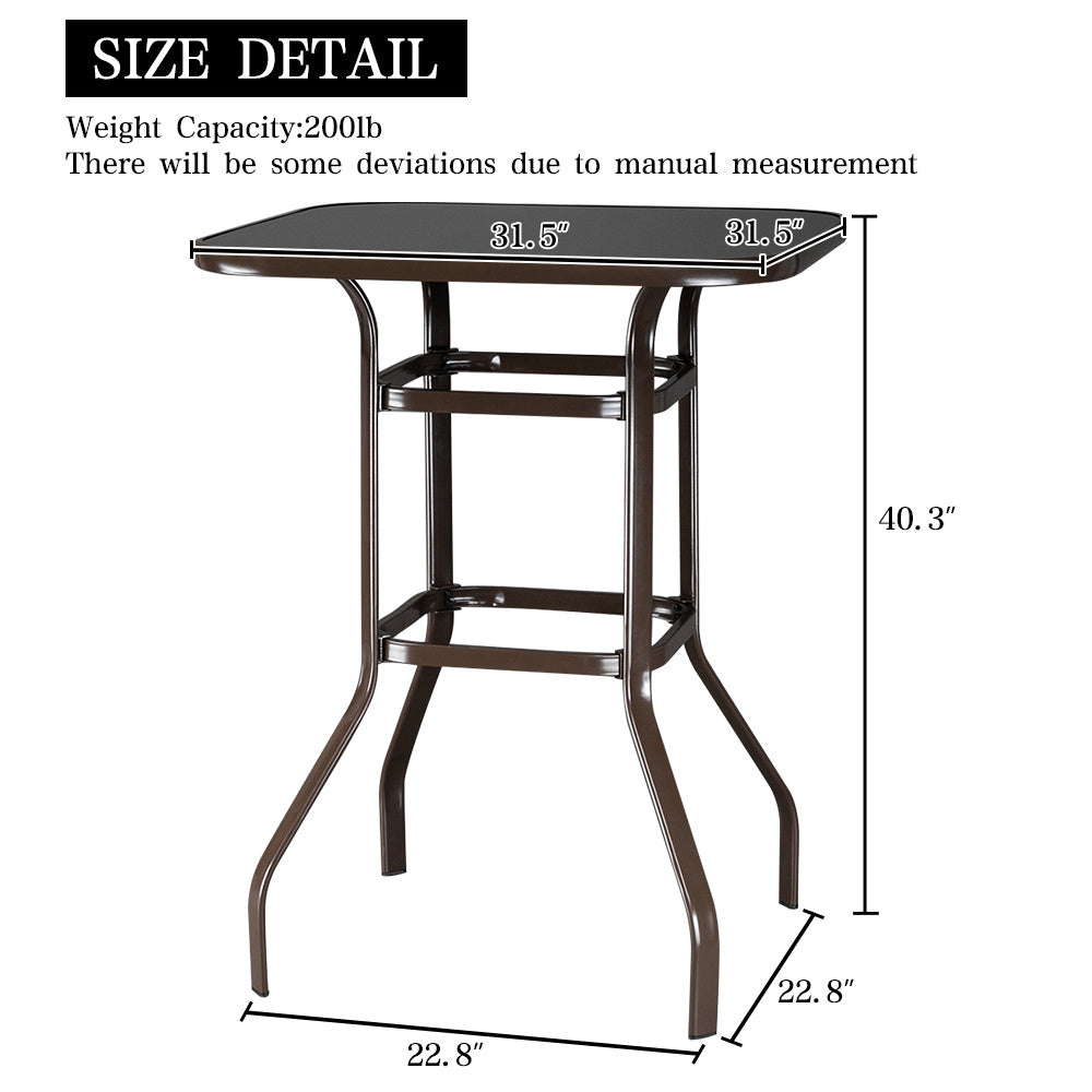 US Local Brown Wrought-iron Glass High Bar Table